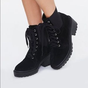 Forever 21 Lace-Up Sock Ankle Boots